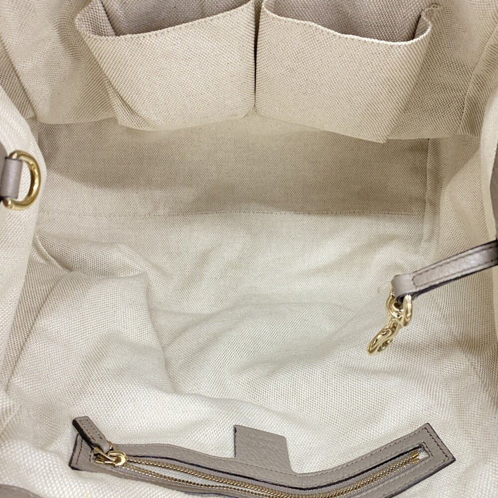 Gucci Soho Tote Bag 282309 Leather Greige Champagne Women's - Picture 4 of 11